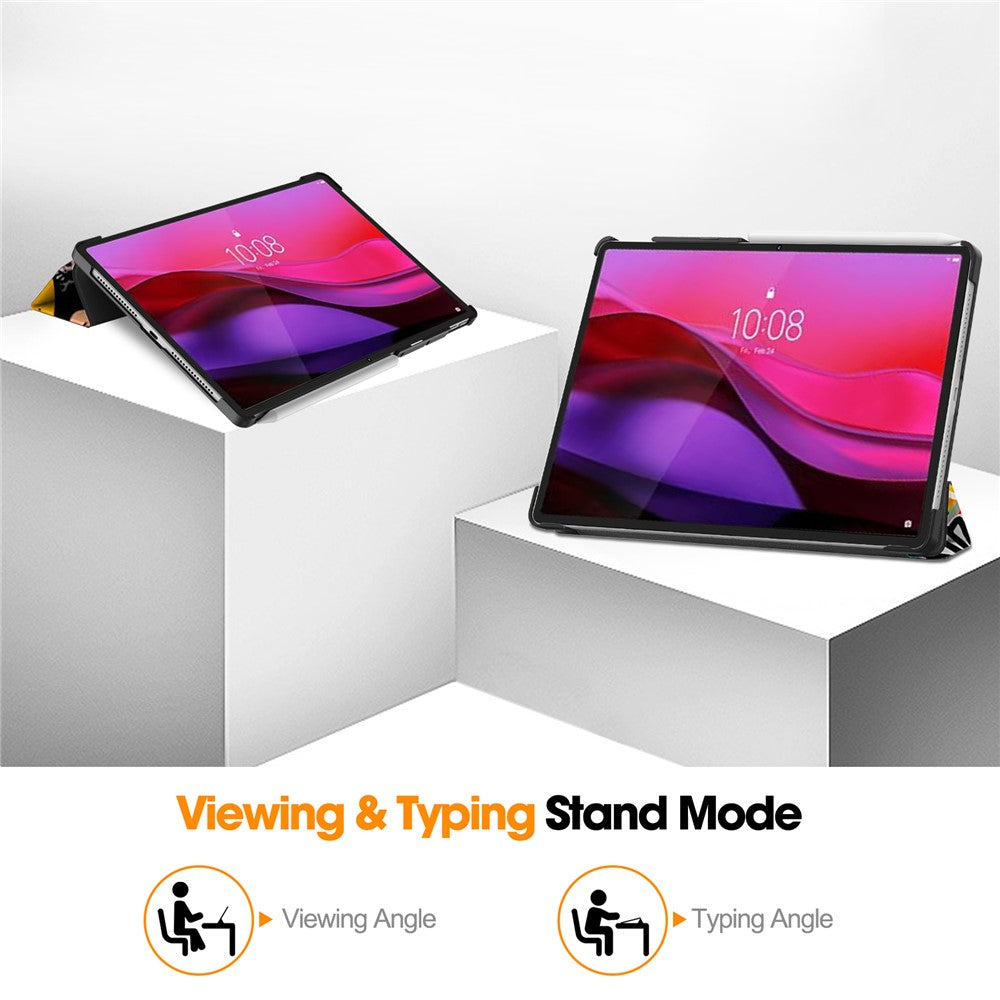 For Lenovo Yoga Tab Plus Case Pattern Print Leather Stand Tablet Cover - Graffiti