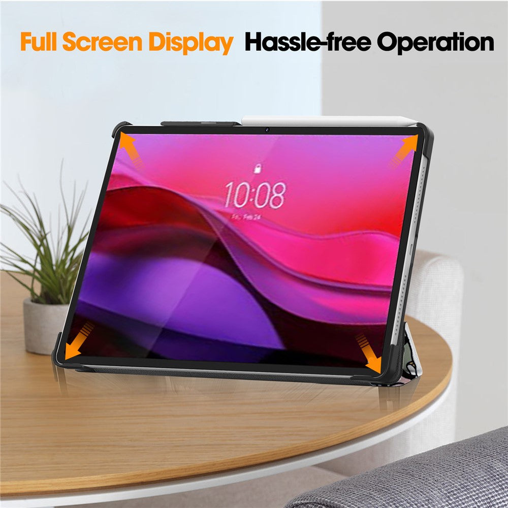 For Lenovo Yoga Tab Plus Case Pattern Print Leather Stand Tablet Cover - Graffiti