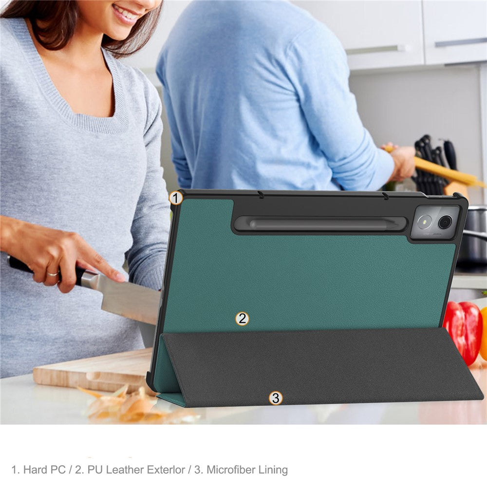For Lenovo Idea Tab Pro Case Anti-Drop Leather Stand Tablet Cover - Blackish Green