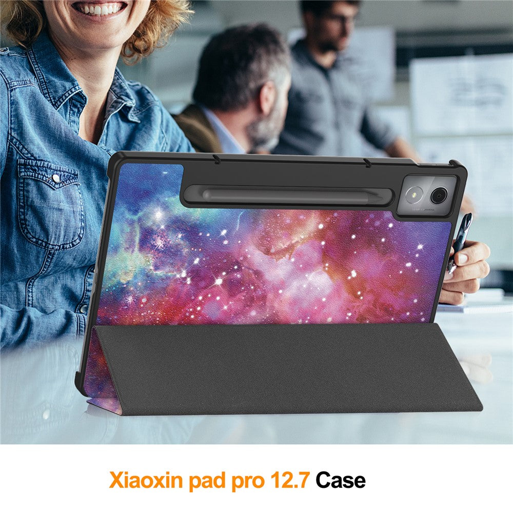 For Lenovo Idea Tab Pro Case Pattern Print Leather Stand Tablet Cover - Galaxy