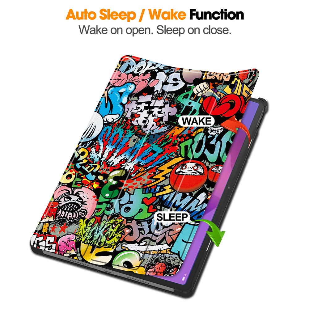 For Lenovo Idea Tab Pro Case Pattern Print Leather Stand Tablet Cover - Graffiti