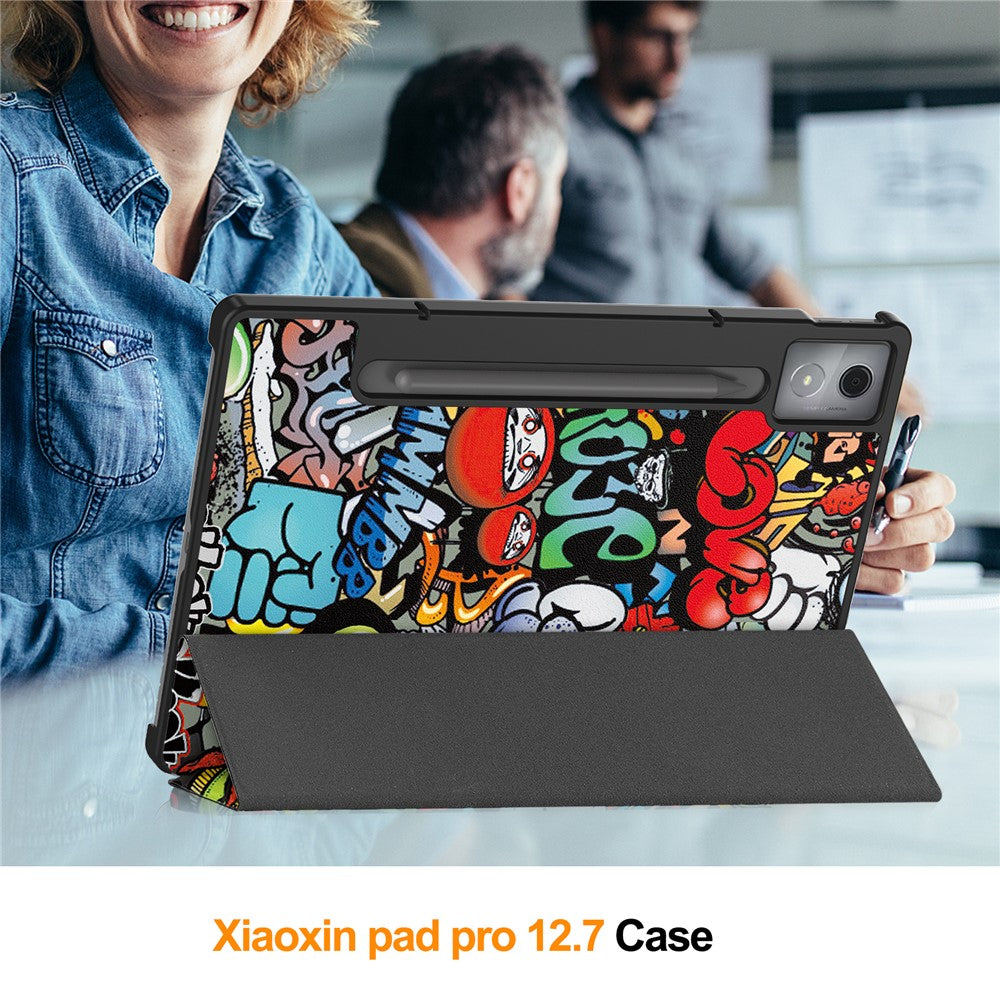 For Lenovo Idea Tab Pro Case Pattern Print Leather Stand Tablet Cover - Graffiti