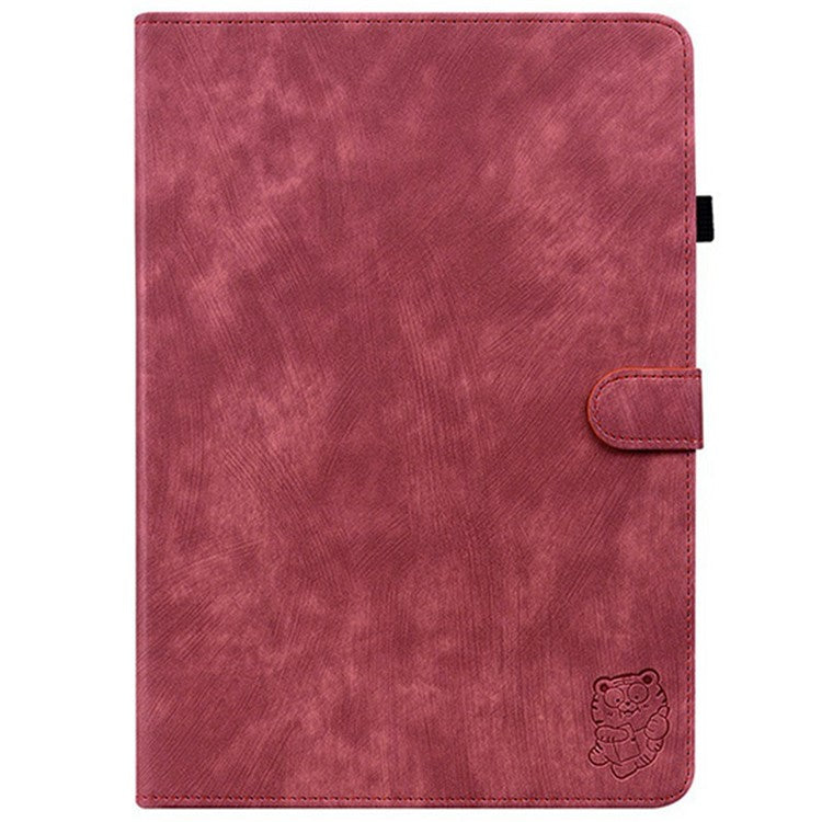 For TECNO Megapad 11 Case Tiger Imprint Anti-Scratch PU Leather Tablet Cover - Red
