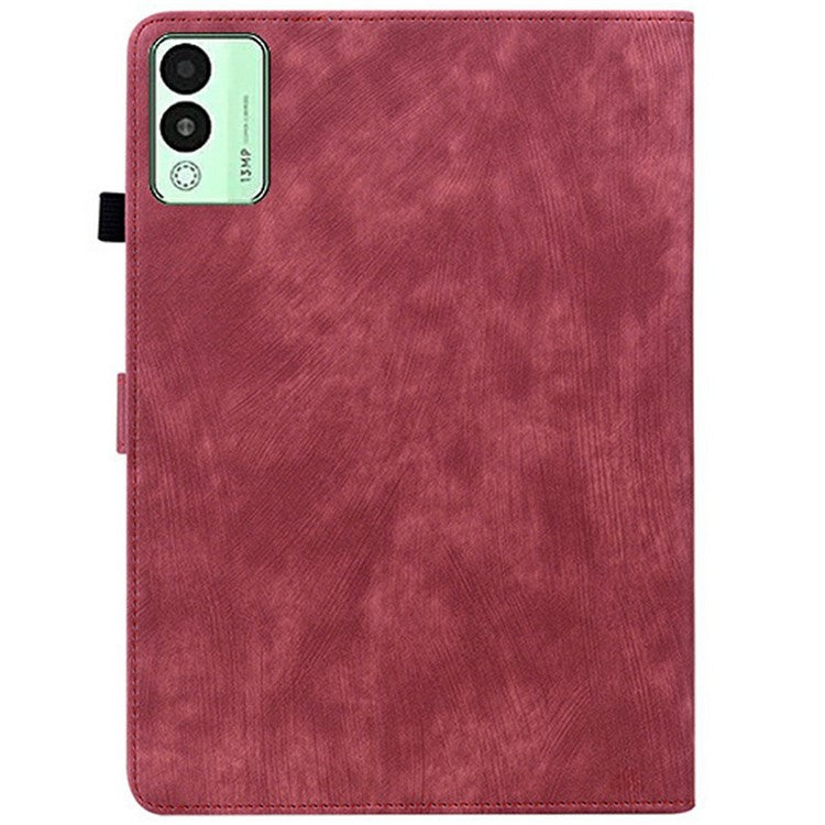 For TECNO Megapad 11 Case Tiger Imprint Anti-Scratch PU Leather Tablet Cover - Red