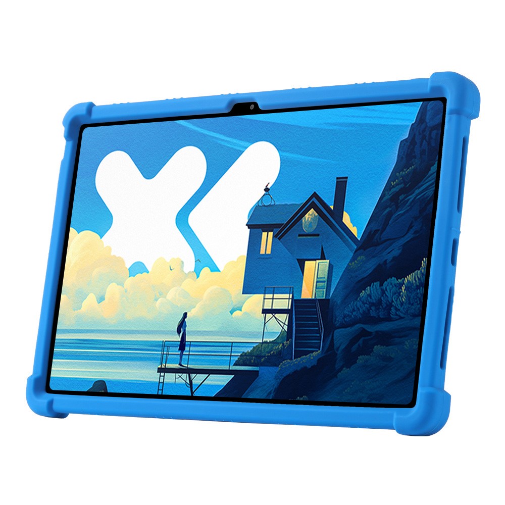 For Lenovo Xiaoxin Pad Pro 12.7 Inch / Pad Pro 12.7 (2025) Silicone Case with Kickstand Rugged Protective Cover - Dark Blue