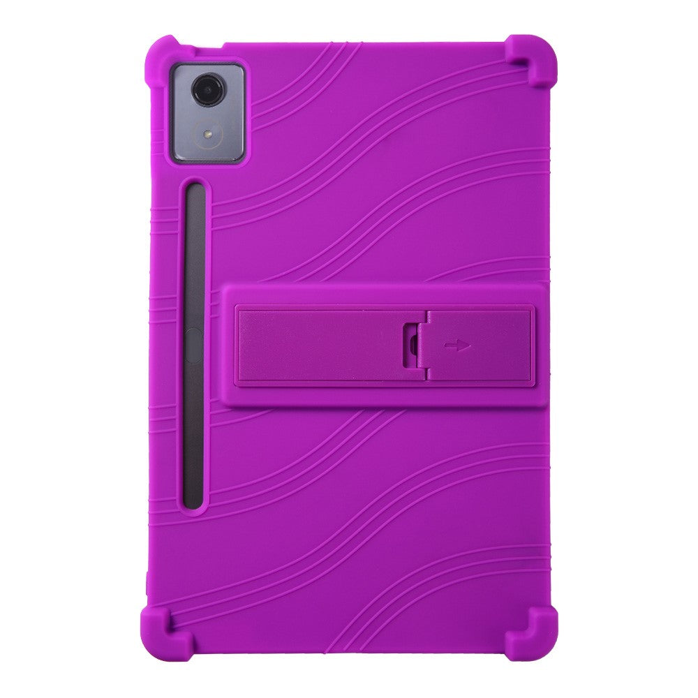 For Lenovo Xiaoxin Pad Pro 12.7 inch / Pad Pro 12.7 (2025) Silicone Case with Kickstand Rugged Protective Cover - Purple