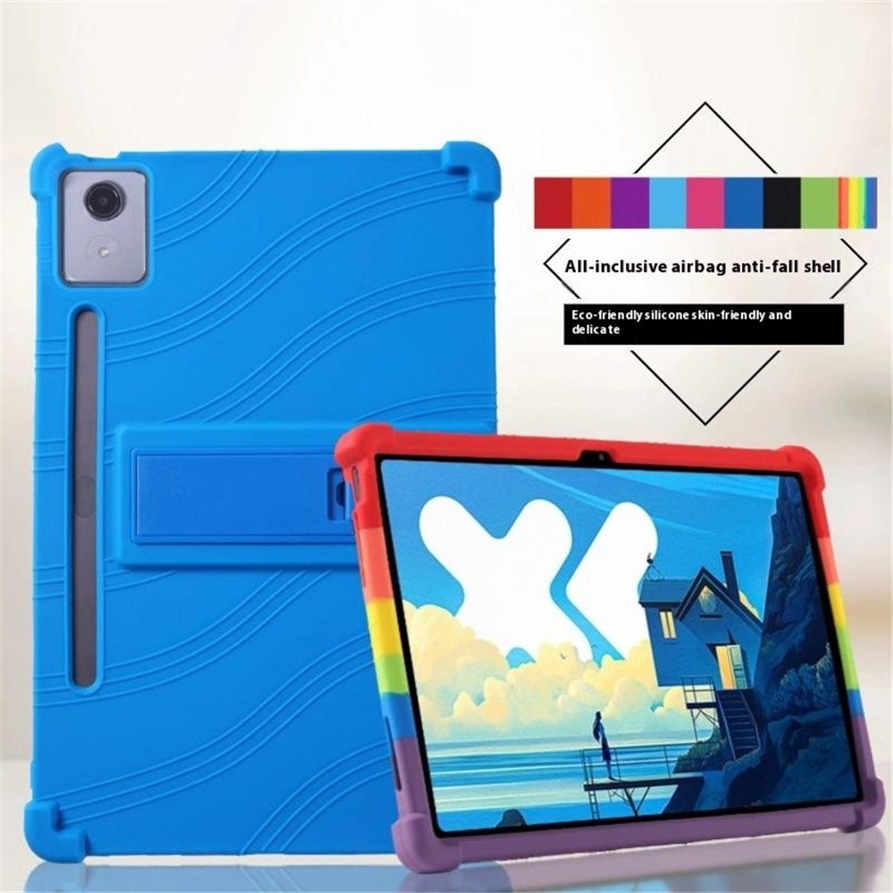 For Lenovo Xiaoxin Pad Pro 12.7 inch / Pad Pro 12.7 (2025) Silicone Case with Kickstand Rugged Protective Cover - Purple