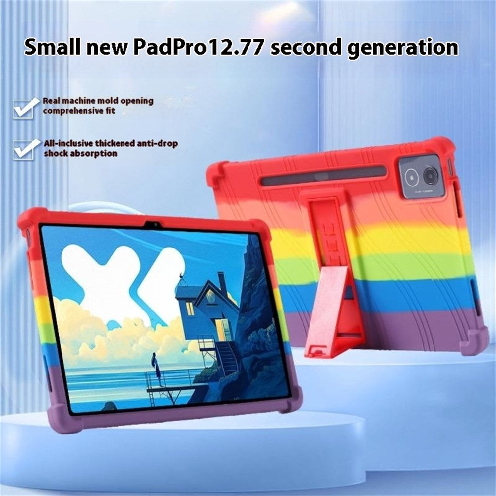 For Lenovo Xiaoxin Pad Pro 12.7 inch / Pad Pro 12.7 (2025) Silicone Case with Kickstand Rugged Protective Cover - Purple