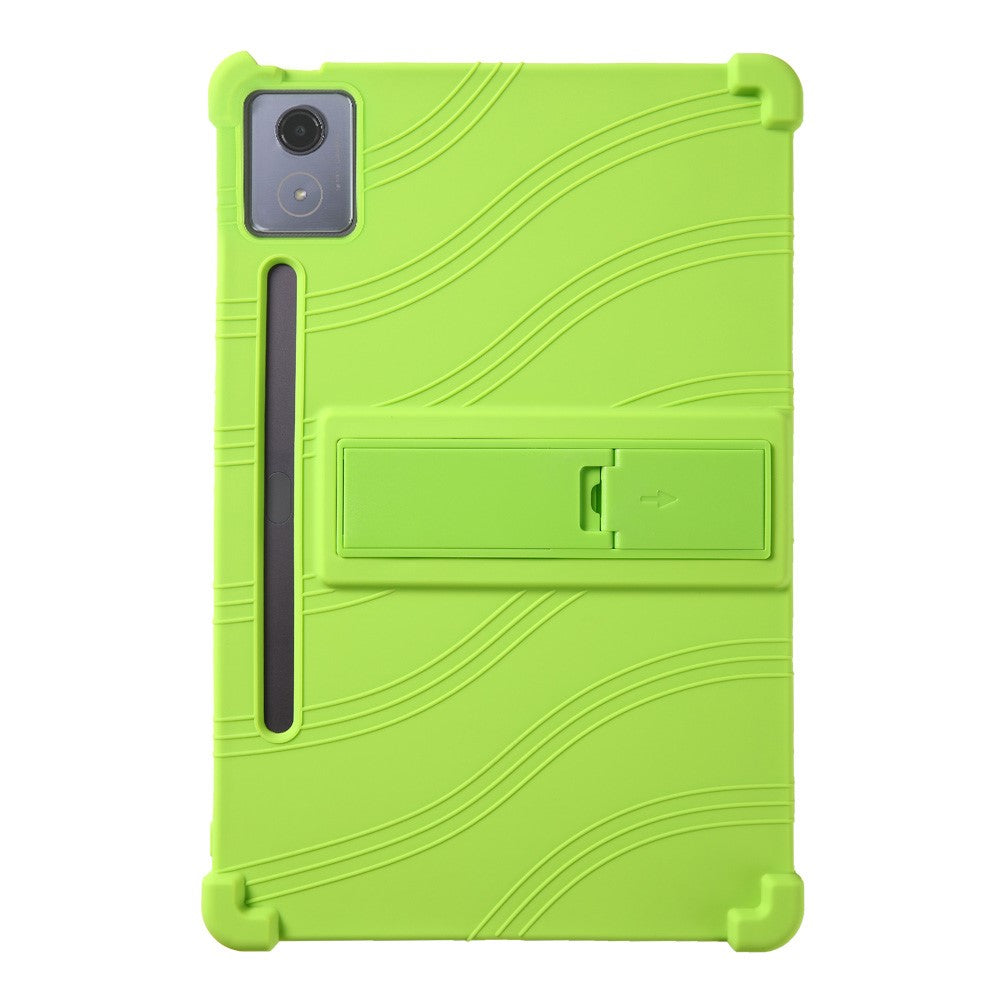 For Lenovo Xiaoxin Pad Pro 12.7 inch / Pad Pro 12.7 (2025) Silicone Case with Kickstand Rugged Protective Cover - Green