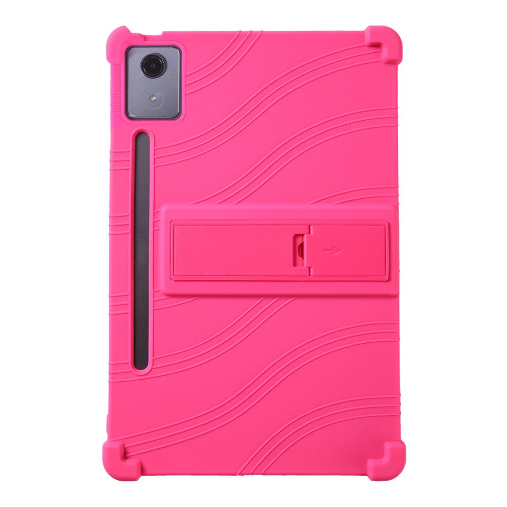 For Lenovo Xiaoxin Pad Pro 12.7 inch / Pad Pro 12.7 (2025) Silicone Case with Kickstand Rugged Protective Cover - Rose