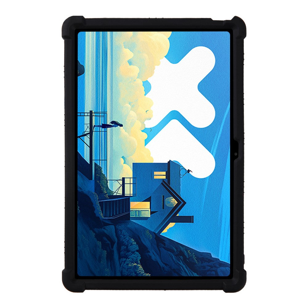 For Lenovo Xiaoxin Pad Pro 12.7 inch / Pad Pro 12.7 (2025) Silicone Case with Kickstand Rugged Protective Cover - Black