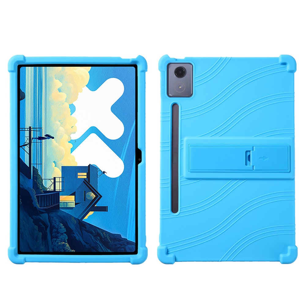 For Lenovo Xiaoxin Pad Pro 12.7 inch / Pad Pro 12.7 (2025) Silicone Case with Kickstand Rugged Protective Cover - Baby Blue