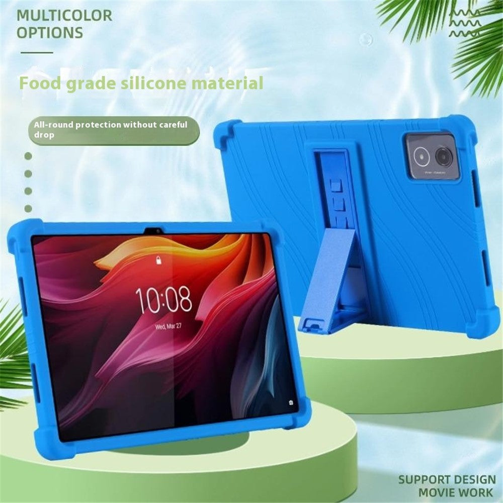 For Lenovo Tab K11 Plus Silicone Case with Kickstand Rugged Protective Cover - Black