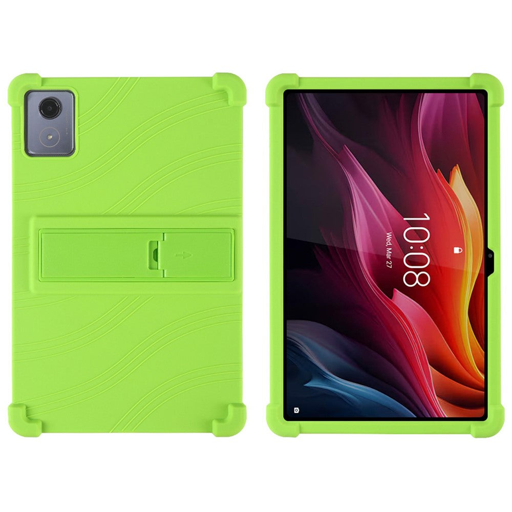 For Lenovo Tab K11 Plus Silicone Case with Kickstand Rugged Protective Cover - Green