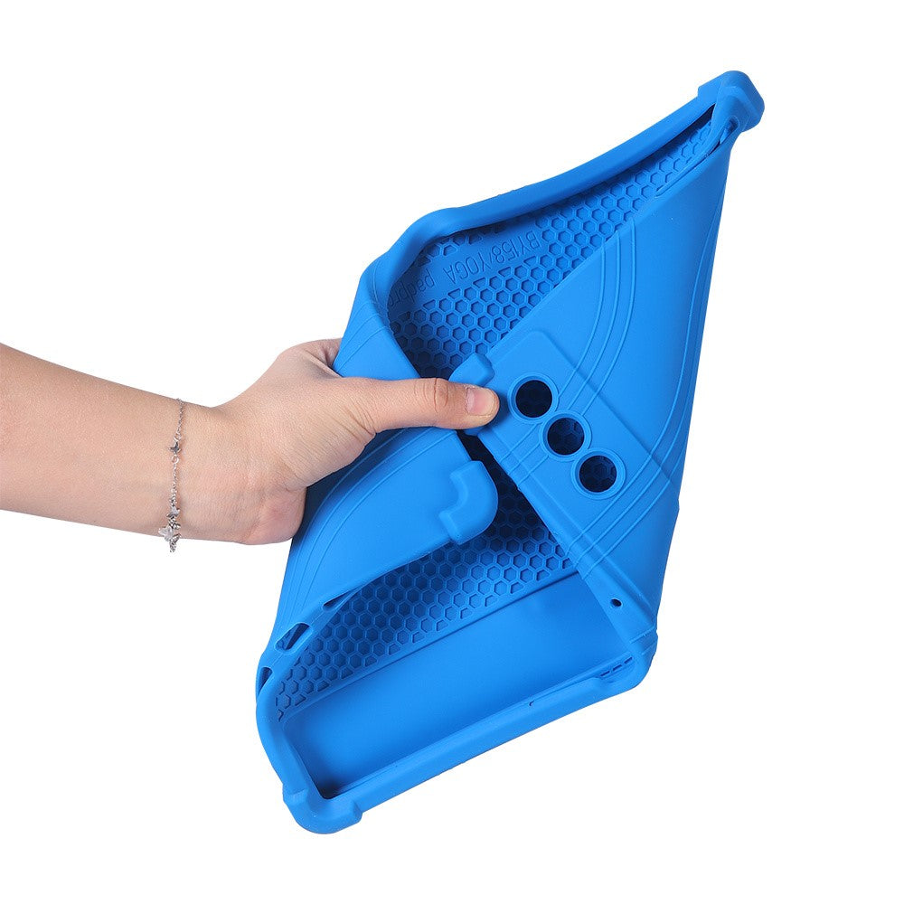 For Lenovo Yoga Tab Plus / Pad Pro AI Silicone Case with Kickstand Rugged Protective Cover - Dark Blue