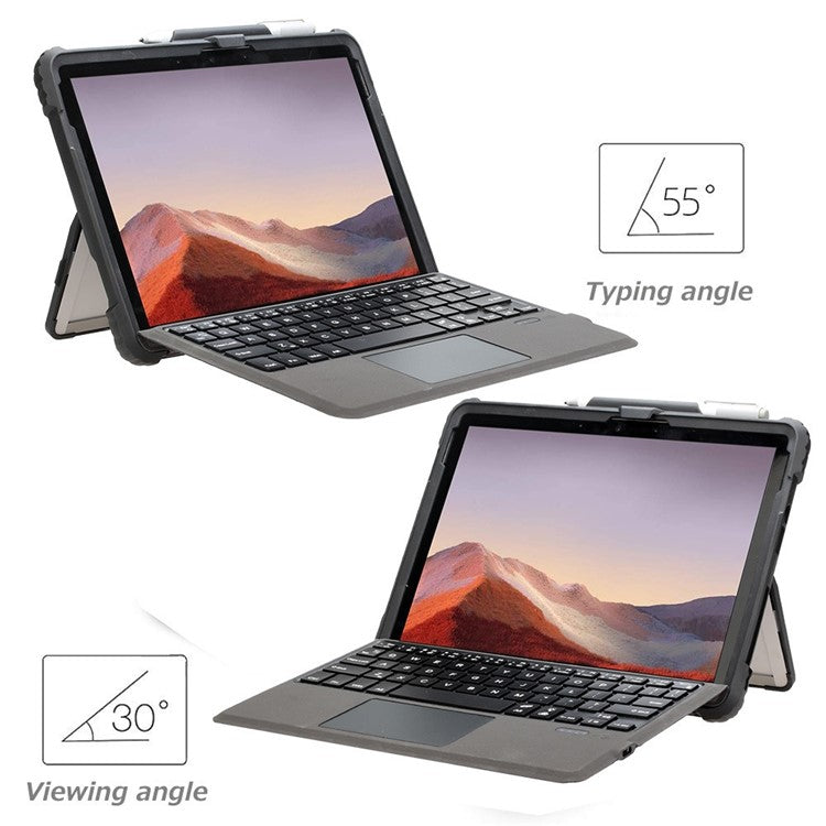 For Microsoft Surface Go 3 / 2 10.5 inch / 1 Protective Case PC TPU Clear Cover with Kickstand Pencil Holder (No Strap)
