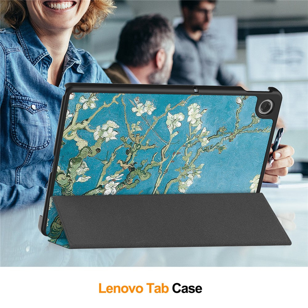 For Lenovo Tab TB311FU Pro Case Pattern Print Leather Stand Tablet Cover - Apricot Blossom