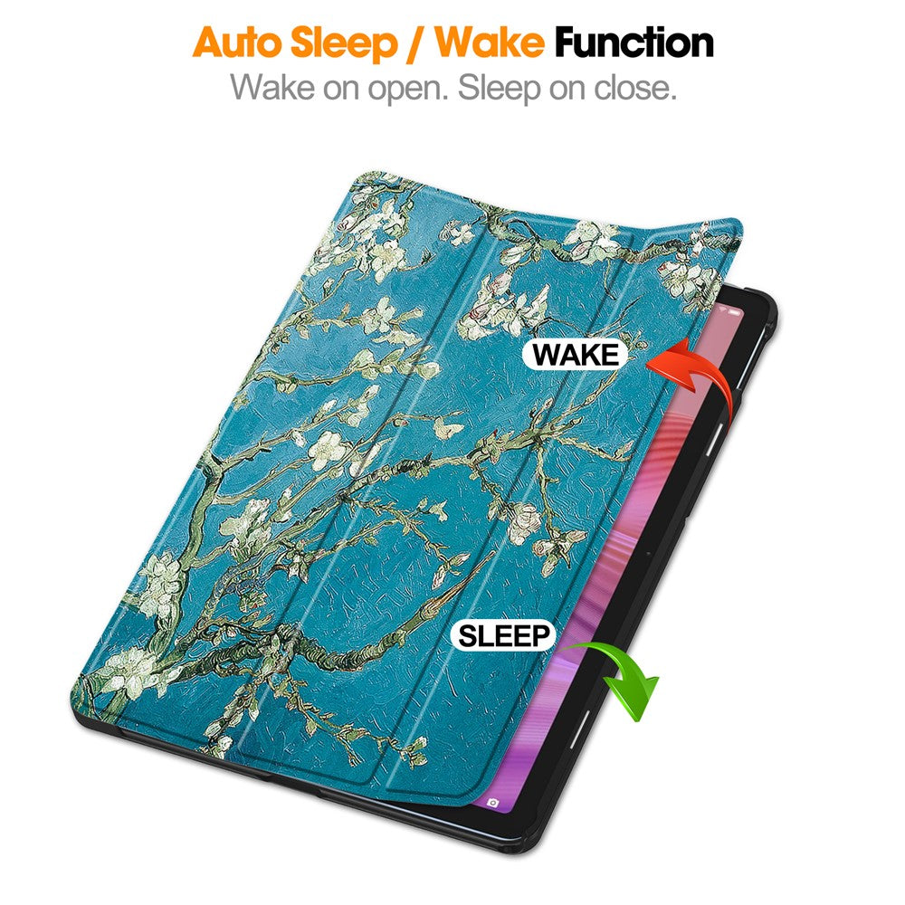 For Lenovo Tab TB311FU Pro Case Pattern Print Leather Stand Tablet Cover - Apricot Blossom