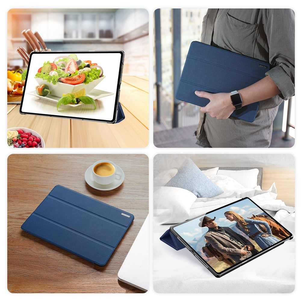 For Lenovo Idea Tab Pro Case DUX DUCIS Domo Series Tri-fold Stand PU Leather Protective Tablet Cover - Blue