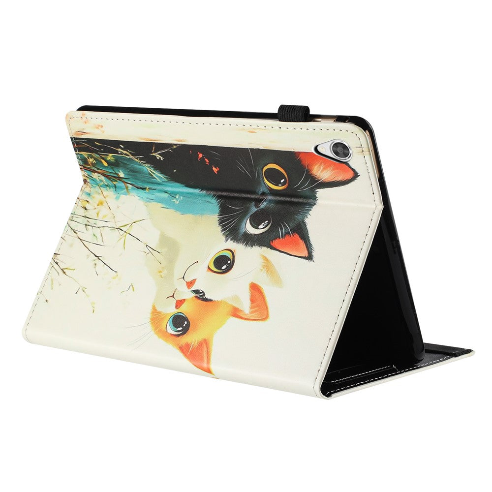 For Lenovo Tab M9 TB-310FU Tablet Case Litchi Texture Pattern Printing Leather Cover Auto Sleep / Wake with Card Holder - Three Cats