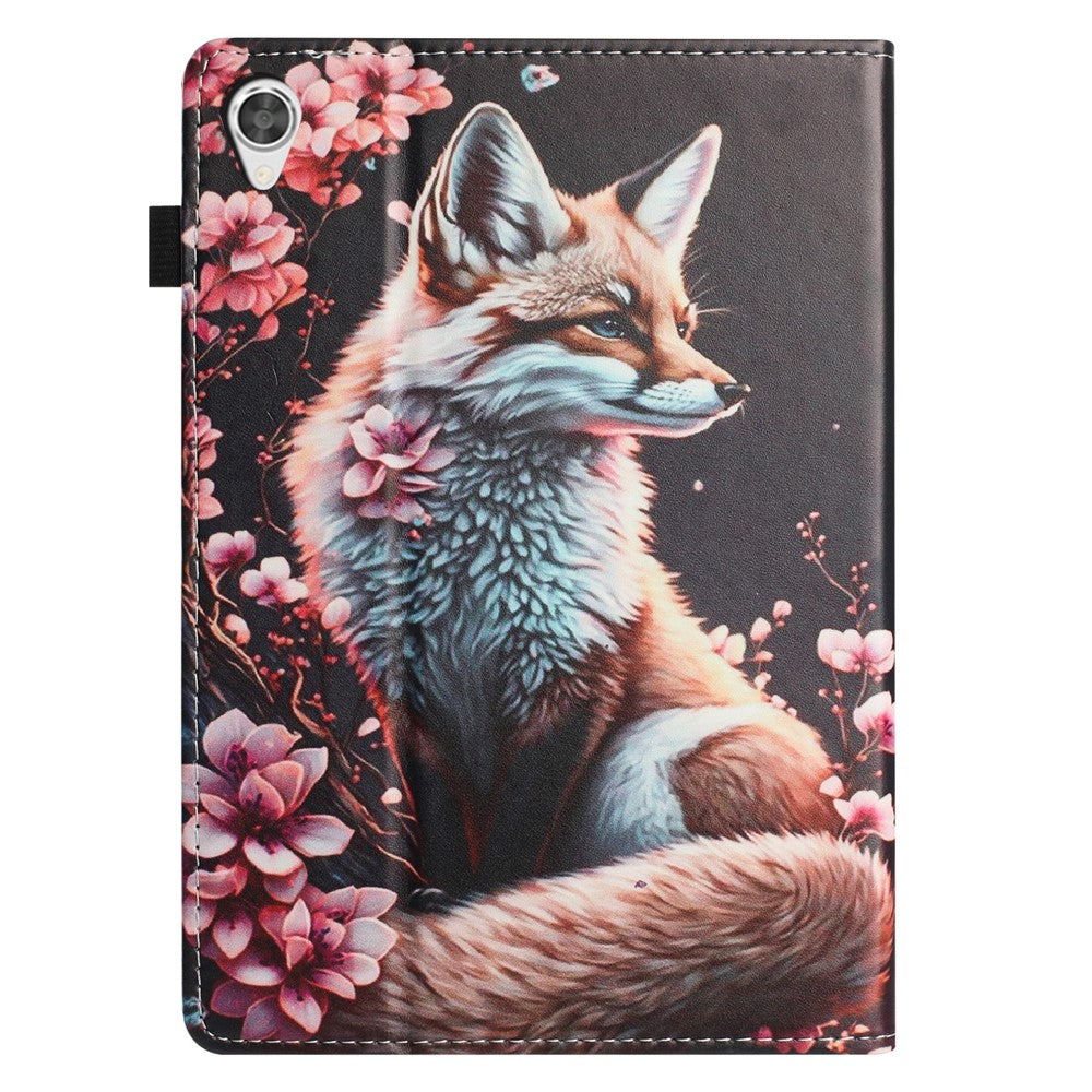 For Lenovo Tab M9 TB-310FU Tablet Case Litchi Texture Pattern Printing Leather Cover Auto Sleep / Wake with Card Holder - Fox