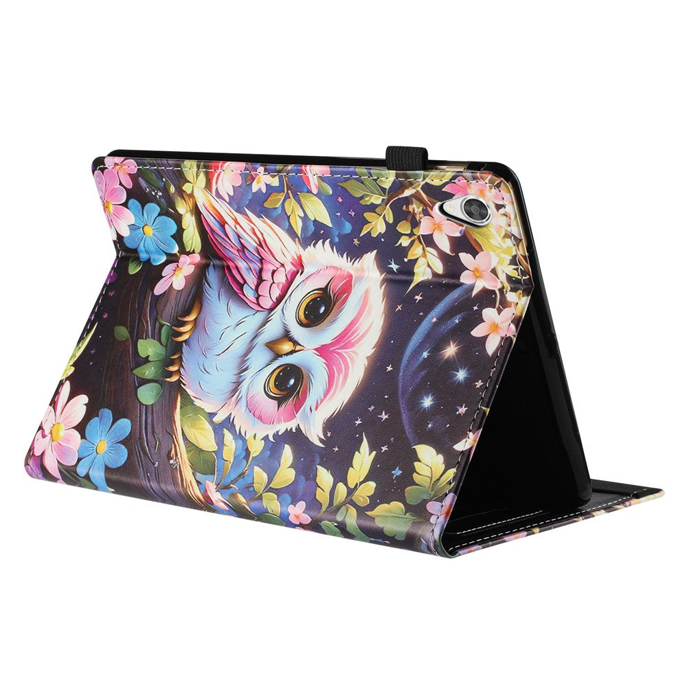 For Lenovo Tab M9 TB-310FU Tablet Case Litchi Texture Pattern Printing Leather Cover Auto Sleep / Wake with Card Holder - Owl