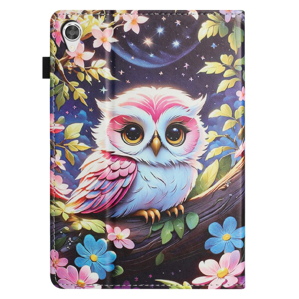 For Lenovo Tab M9 TB-310FU Tablet Case Litchi Texture Pattern Printing Leather Cover Auto Sleep / Wake with Card Holder - Owl