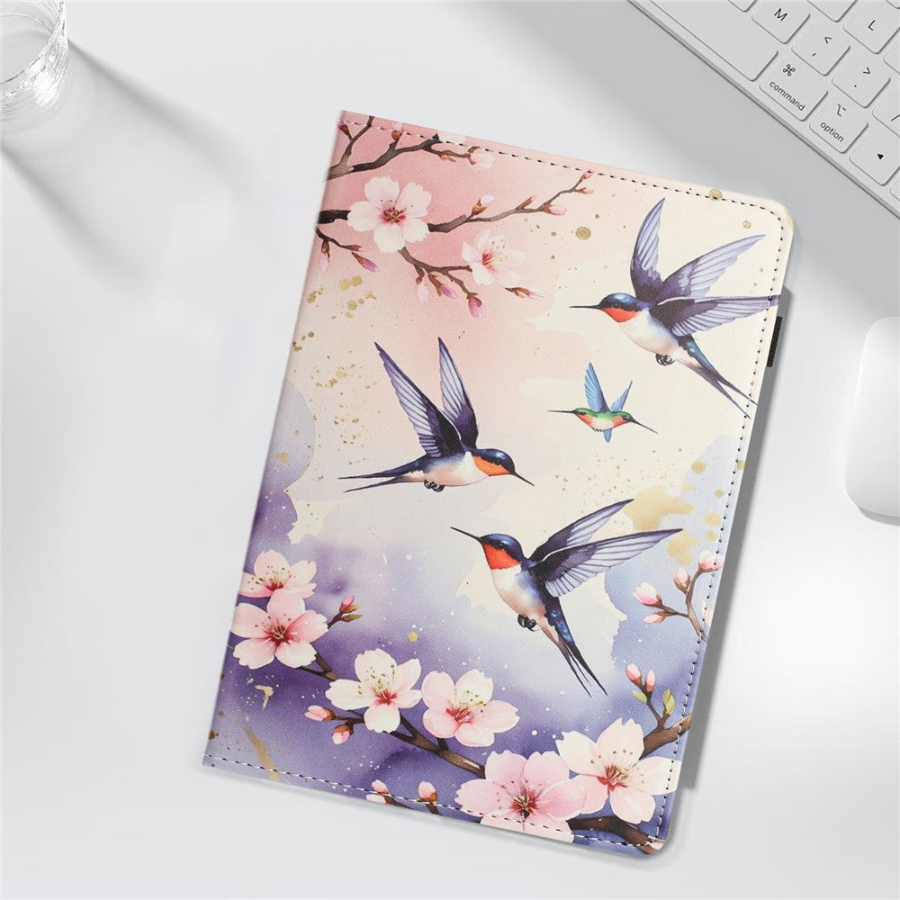 For Lenovo Tab M11 Tablet Case Litchi Texture Pattern Printing Leather Cover Auto Sleep / Wake with Card Holder - Plum Swallow