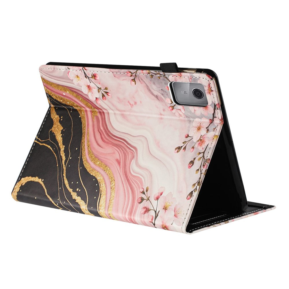 For Lenovo Tab M11 Tablet Case Litchi Texture Pattern Printing Leather Cover Auto Sleep / Wake with Card Holder - Marble Flower