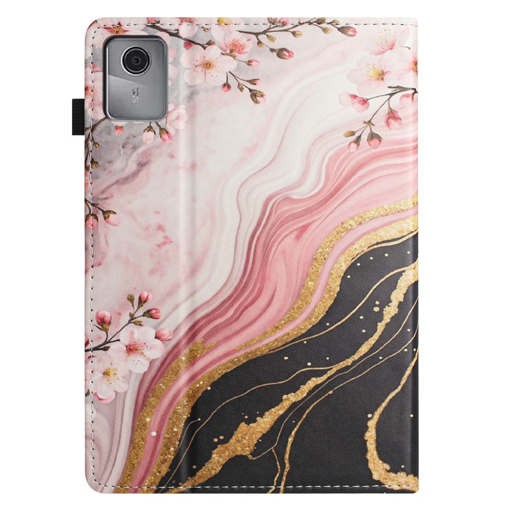 For Lenovo Tab M11 Tablet Case Litchi Texture Pattern Printing Leather Cover Auto Sleep / Wake with Card Holder - Marble Flower