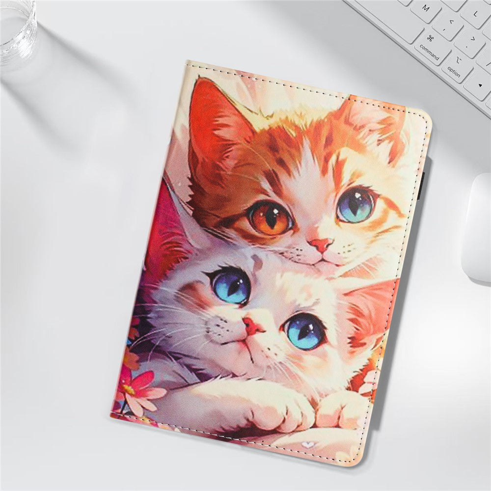 For Lenovo Tab M11 Tablet Case Litchi Texture Pattern Printing Leather Cover Auto Sleep / Wake with Card Holder - Two Cats
