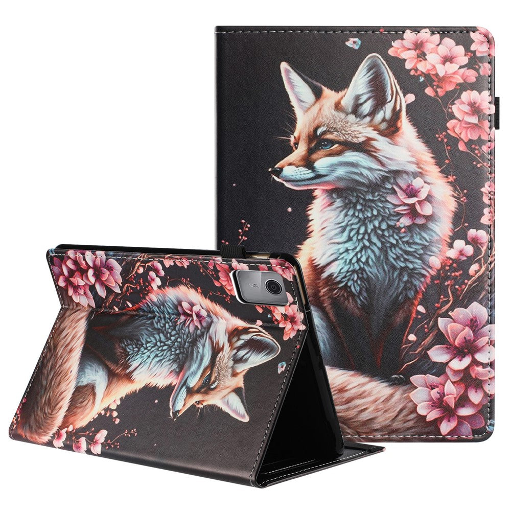 For Lenovo Tab M11 Tablet Case Litchi Texture Pattern Printing Leather Cover Auto Sleep / Wake with Card Holder - Fox