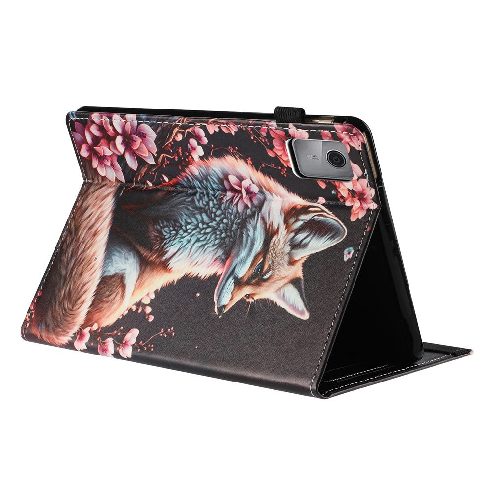 For Lenovo Tab M11 Tablet Case Litchi Texture Pattern Printing Leather Cover Auto Sleep / Wake with Card Holder - Fox