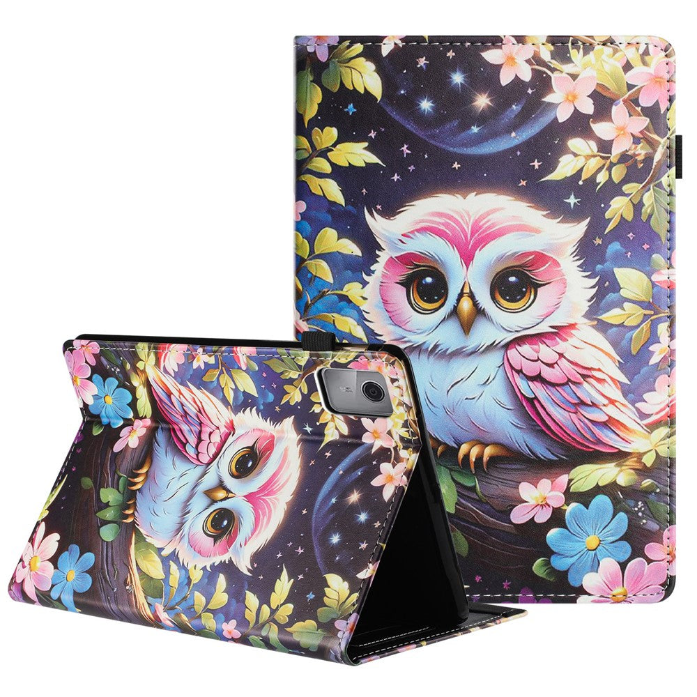 For Lenovo Tab M11 Tablet Case Litchi Texture Pattern Printing Leather Cover Auto Sleep / Wake with Card Holder - Owl