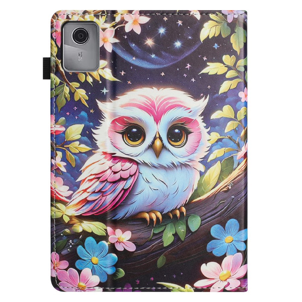 For Lenovo Tab M11 Tablet Case Litchi Texture Pattern Printing Leather Cover Auto Sleep / Wake with Card Holder - Owl