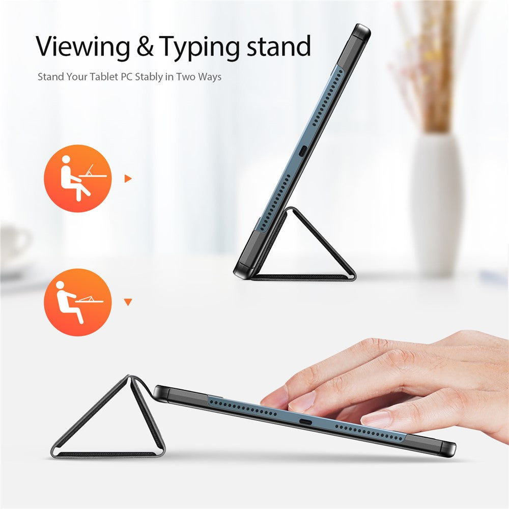 For Lenovo Yoga Tab Plus Case DUX DUCIS Domo Series Tri-fold Stand PU Leather Protective Tablet Cover - Black