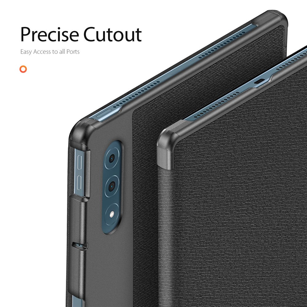 For Lenovo Yoga Tab Plus Case DUX DUCIS Domo Series Tri-fold Stand PU Leather Protective Tablet Cover - Black