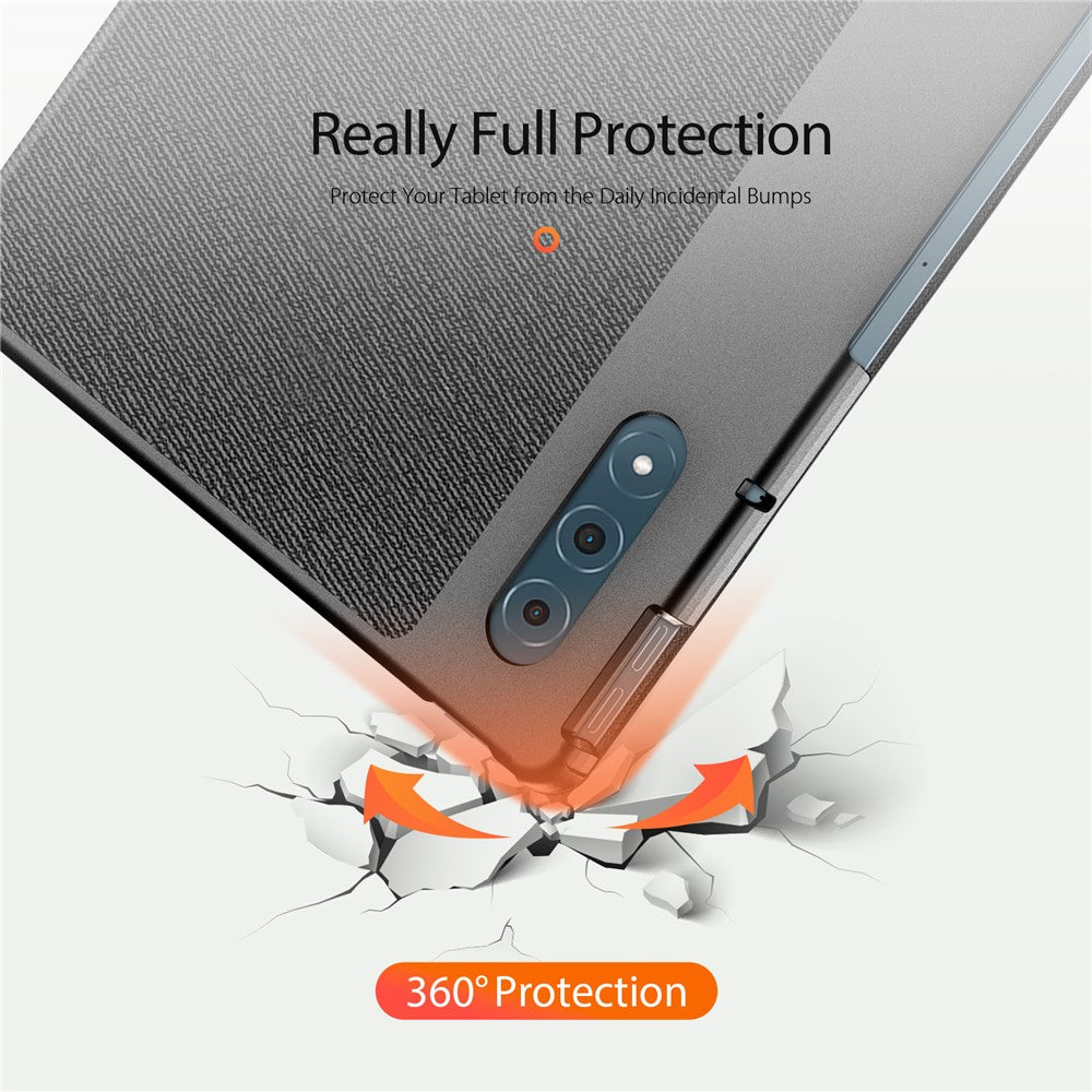 For Lenovo Yoga Tab Plus Case DUX DUCIS Domo Series Tri-fold Stand PU Leather Protective Tablet Cover - Black