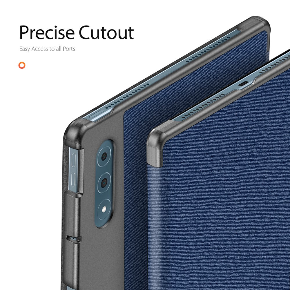 For Lenovo Yoga Tab Plus Case DUX DUCIS Domo Series Tri-fold Stand PU Leather Protective Tablet Cover - Blue