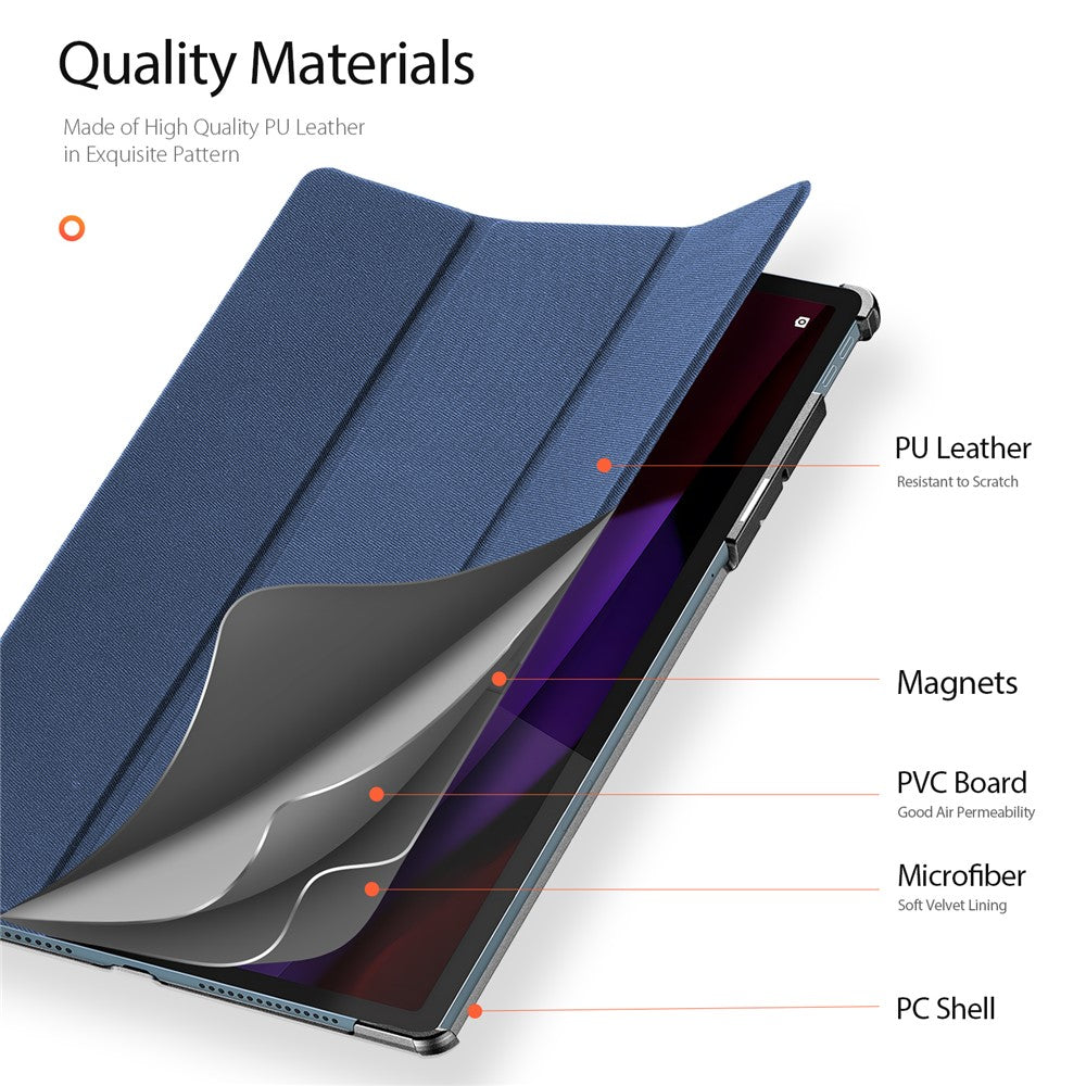 For Lenovo Yoga Tab Plus Case DUX DUCIS Domo Series Tri-fold Stand PU Leather Protective Tablet Cover - Blue