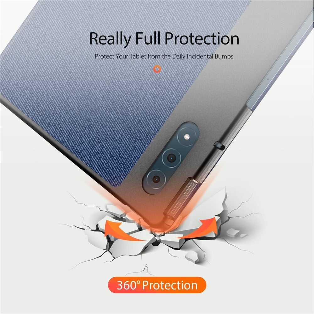 For Lenovo Yoga Tab Plus Case DUX DUCIS Domo Series Tri-fold Stand PU Leather Protective Tablet Cover - Blue