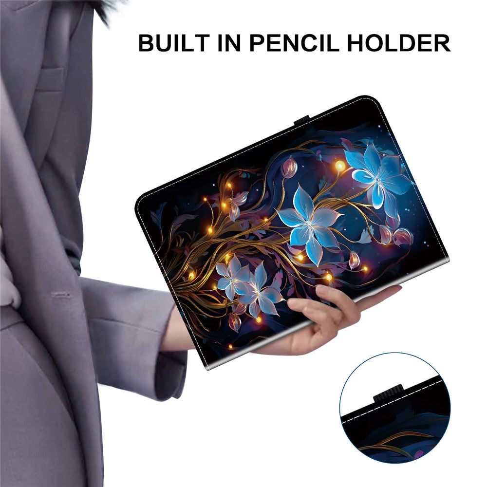 For Lenovo Legion Y700 (2025) Leather Case Pattern Printed Stand Tablet Cover with Card Slots - Small Lantern Flower