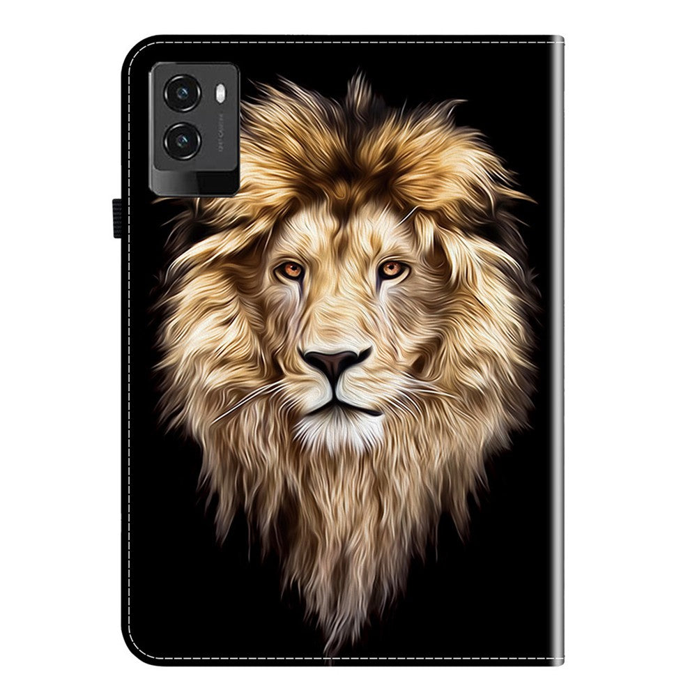 For Lenovo Legion Y700 (2025) Leather Case Pattern Printed Stand Tablet Cover with Card Slots - Lion Head