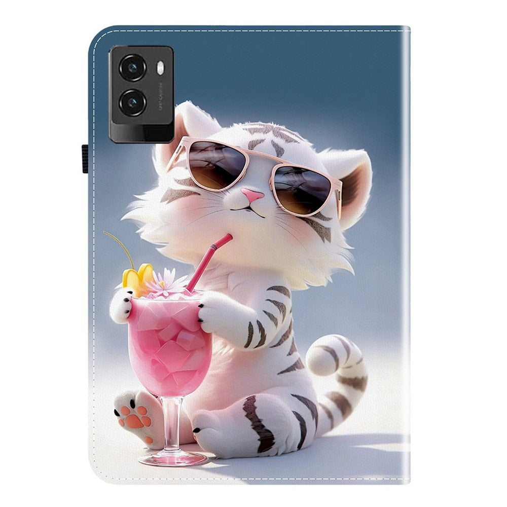 For Lenovo Legion Y700 (2025) Leather Case Pattern Printed Stand Tablet Cover with Card Slots - Cartoon Tiger