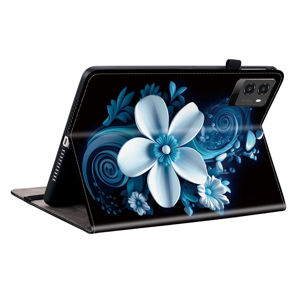 For Lenovo Legion Y700 (2025) Leather Case Pattern Printed Stand Tablet Cover with Card Slots - Black Orchid