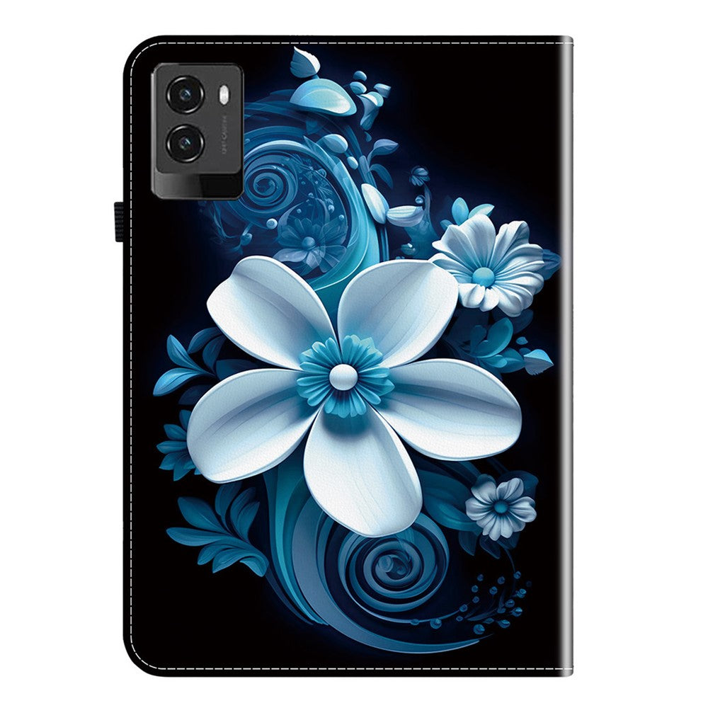 For Lenovo Legion Y700 (2025) Leather Case Pattern Printed Stand Tablet Cover with Card Slots - Black Orchid