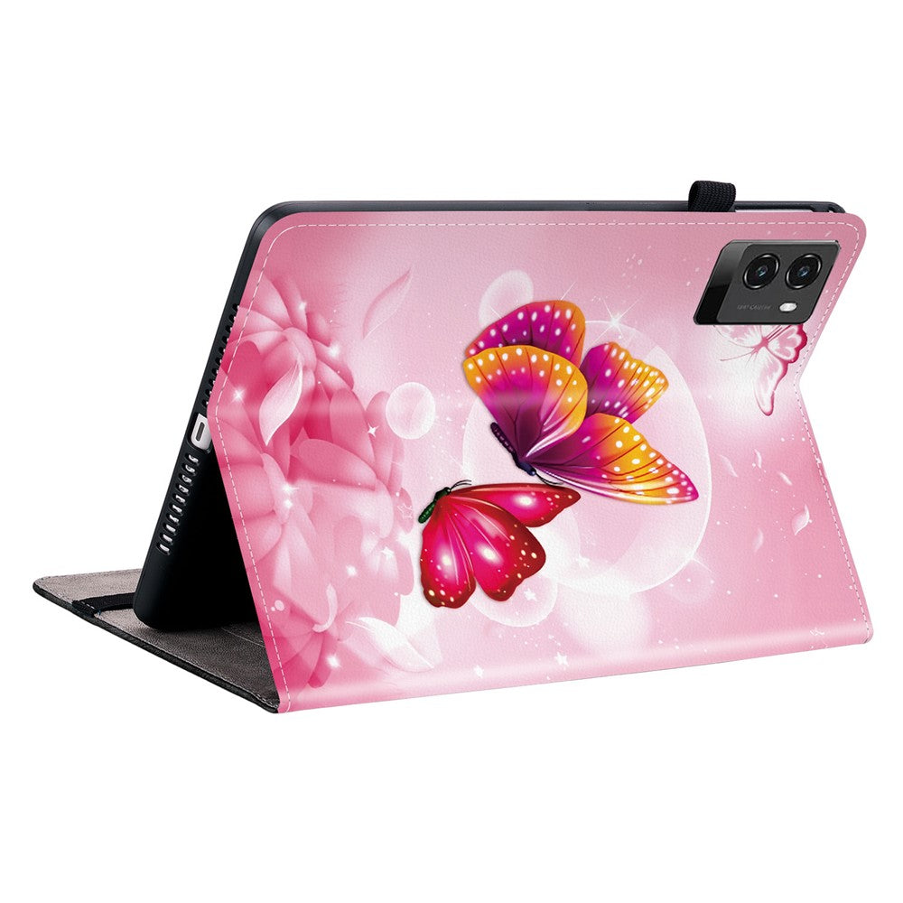 For Lenovo Legion Y700 (2025) Leather Case Pattern Printed Stand Tablet Cover with Card Slots - Pink Butterfly