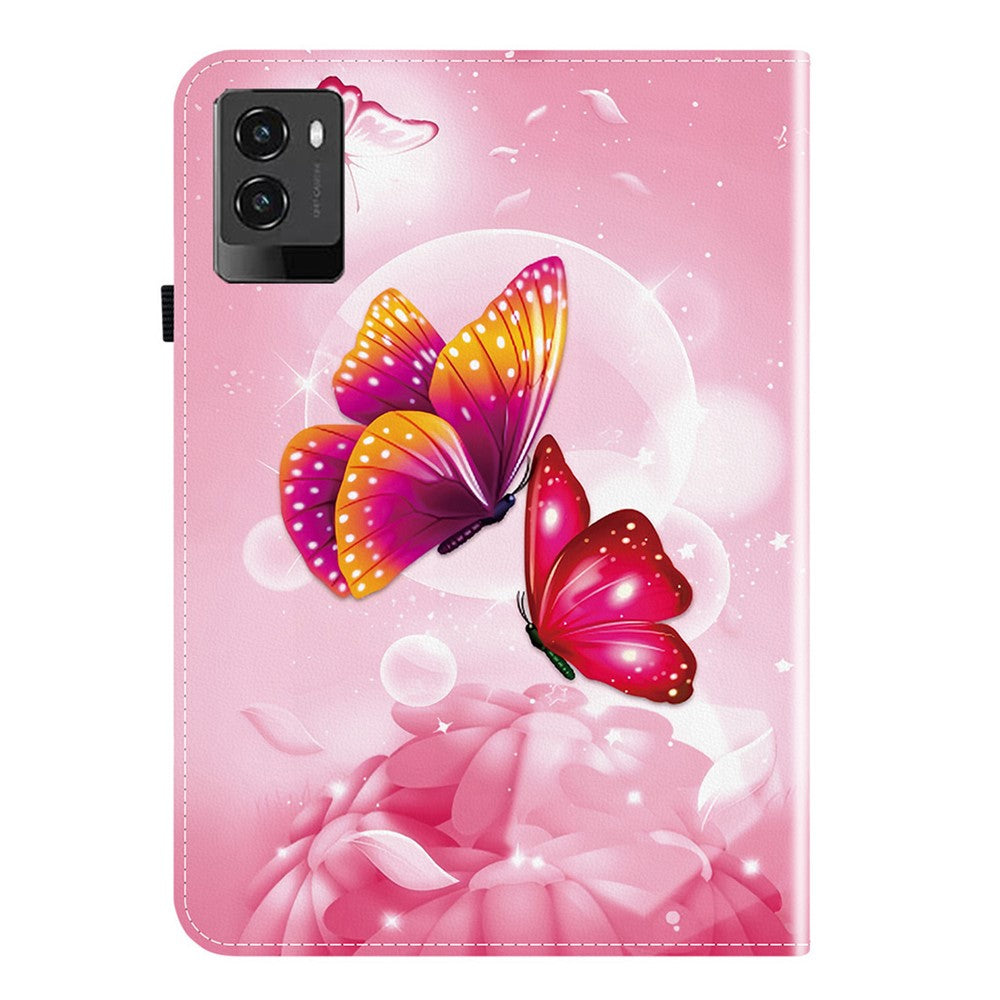 For Lenovo Legion Y700 (2025) Leather Case Pattern Printed Stand Tablet Cover with Card Slots - Pink Butterfly