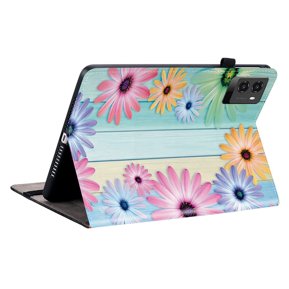 For Lenovo Legion Y700 (2025) Leather Case Pattern Printed Stand Tablet Cover with Card Slots - Sunflower