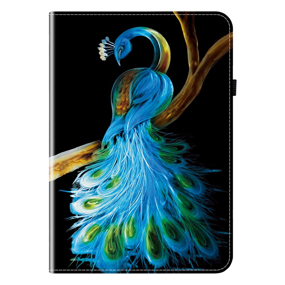 For Lenovo Legion Y700 (2025) Leather Case Pattern Printed Stand Tablet Cover with Card Slots - Peacock
